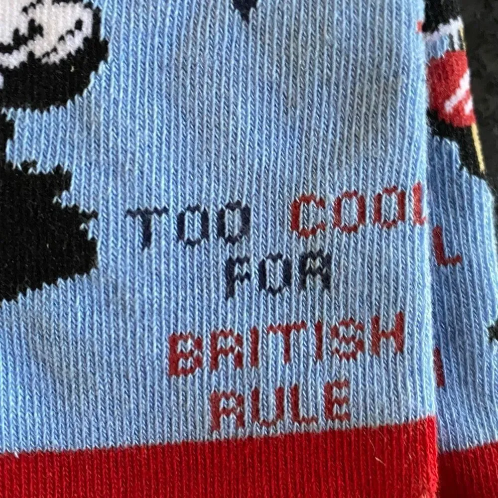 OohYeah George Socks Too Cool For British Rule USA Patriotic Womens 5 -10 NWT